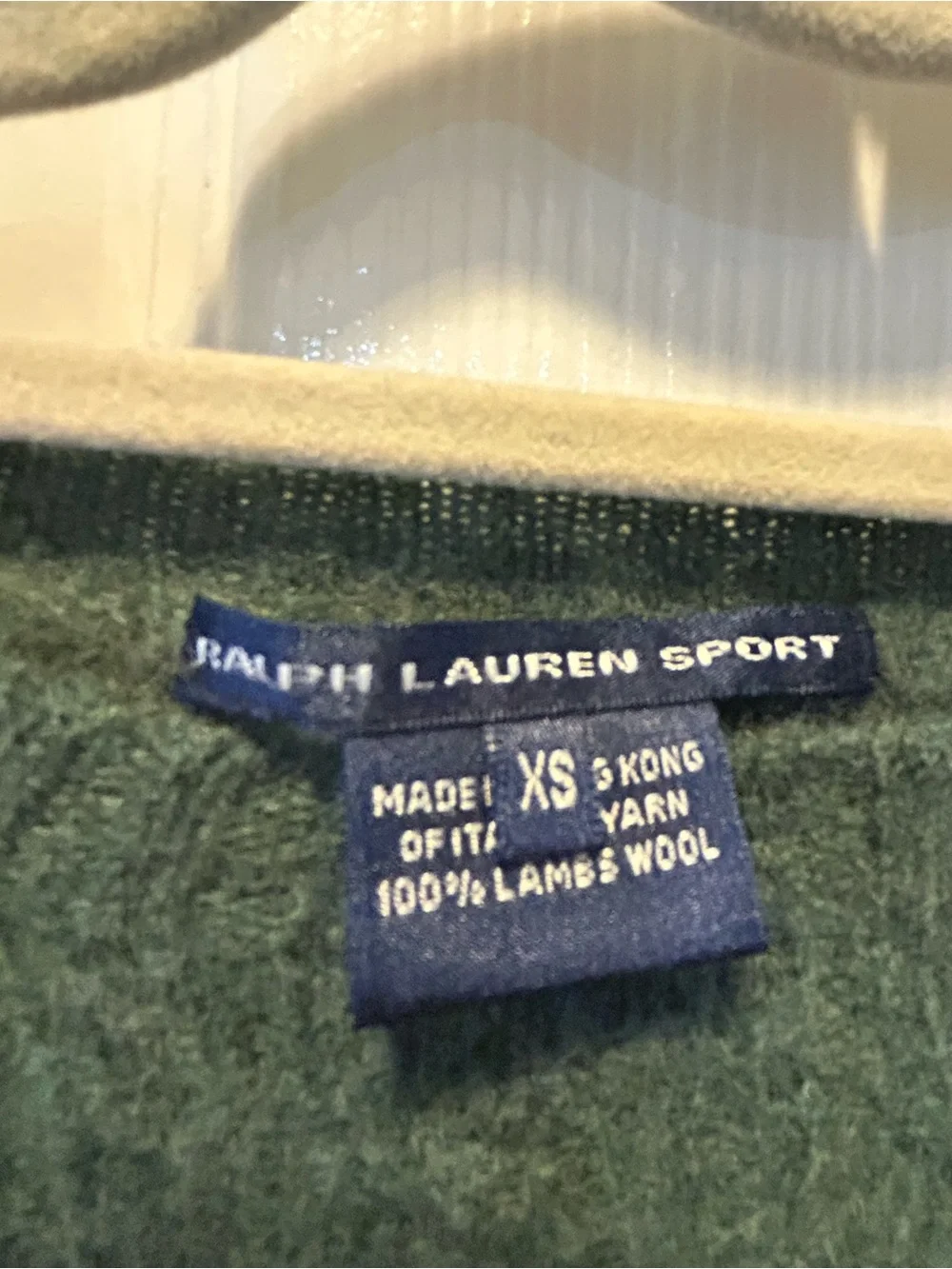 Ralph Lauren Green Cable Knit Sweater with Red Polo Logo